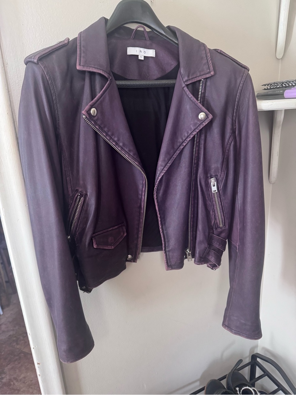 IRO Asheville Lamb Leather Biker Jacket Sz 42 or 10 or Medium
